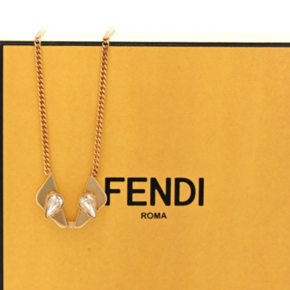 Fendi Metal Monster Eye Necklace Goldtone - Picture 1 of 5